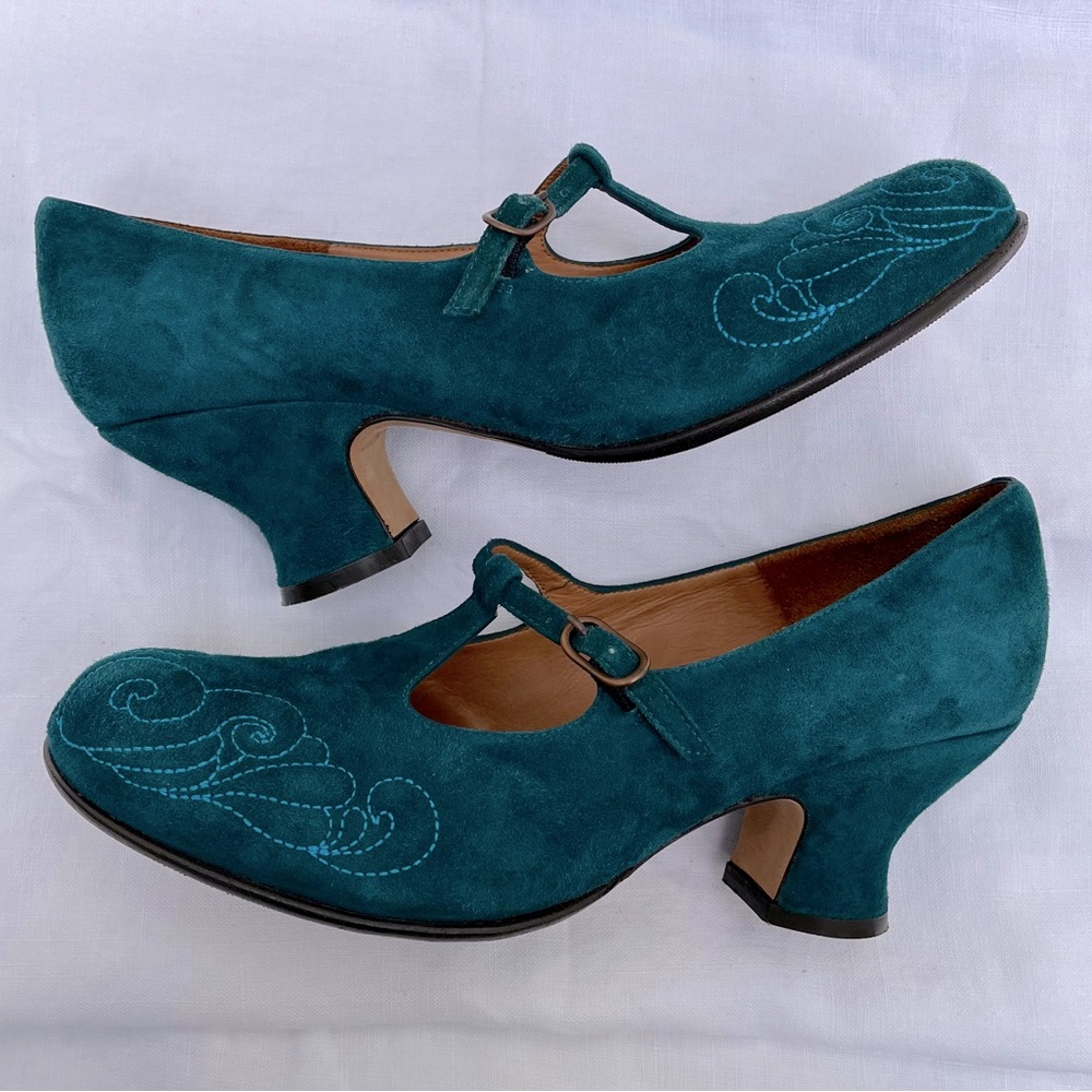 ✨HP!✨ Chie Mihara Turquoise Suede Pumps 7.5 (37.5)